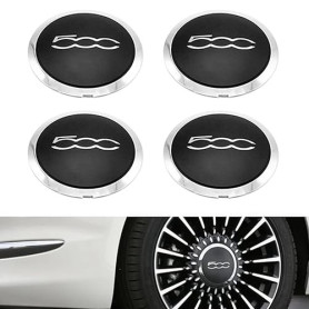 Pack De 4 Enjoliveurs De Roue, Enjoliveurs De Roue avec Bord Chromé pour Fiat 500 51884863 Compatible avec 68078419ac 68078421ac