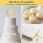 KAHZOR 4 Pièces Communion,Baptême,Gâteau avec Croix et Colombe Dorée,Décorations de Baptême,en Acrylique Forme,Deco Gateau Noel,
