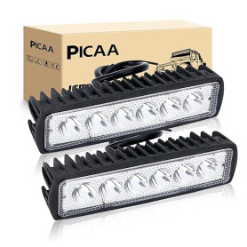 PICAA LED Phare 2PCS 6 Pouces 18W Projecteur Spot longue portée Moto Feux de Travail Lampe 12V 24V hors route pour Voiture 4x4 T