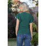 GRACE KARIN Blouse Unie à Manches Courtes Volantées Col Croisé en V Femme Haut d'Été à Taille Froncée Top Femme Chic et Élégant