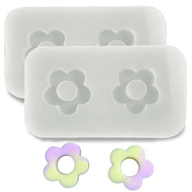 JOOTUEPO Lot de 2 mini moules en silicone avec fleurs creuses en époxy pour colliers, boucles d'oreilles, bijoux en résine, port
