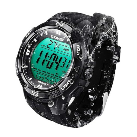 BANGLIN 10 ATM Lumineux Imperméable Plongée sous-Marine Eau Montre avec Chronomètre et Fonctions d'alarme, Soutien Double Fuseau