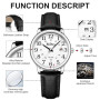 HANPOSH Montre Homme Bracelets en Cuir avec Grand Cadran numérique, faciles à Lire, Montres à Quartz étanches Montres pour Homme