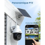 aosu 3K Caméra Surveillance WiFi Exterieure sans Fil, 5MP Camera Exterieur Solaire, 360° PTZ Suivi Automatique Détection IA Pers