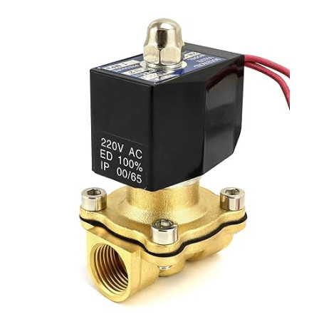 QWORK® Electrovanne 220V, 1/2''G, laiton, pour gazole eau air, DN15