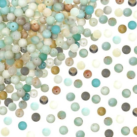 TOAOB 100pcs Perles Pierre Naturelles 6mm Perles d'Amazonite Naturelles Givrées Rondes en Vrac de Pierres Gemme Énergie pour Fab