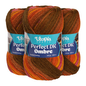 Utopia Crafts Laine DK Ombrée Lot de 3-3x100g Fil Acrylique Doux, 900m Total, Multicolore Dégradé pour Tricot et Crochet, Oeko-T
