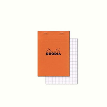 RHODIA 16200C - Bloc-Notes Agrafé N°16 Orange - A5 14,8 x 21 cm 14,8 x 21 cm - Petits Carreaux - 80 Feuillets Détachables - Papi