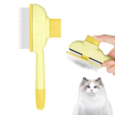 OFFCUP Peigne pour chiens et chats, peignes à dents longues et courtes en acier inoxydable, peignes de toilettage autonettoyants