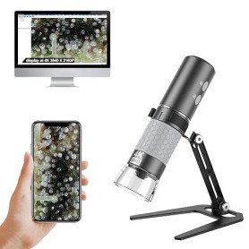 Ninyoon Microscope WiFi 4K avec Support Amélioré pour iPhone Android PC, 50-1000X USB Microscope Numérique sans Fil HD Endoscope