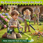 Pandapop 2 in 1 Outils Enfant, Débroussailleuse Enfant avec Lumière, Souffleur Feuille avec Son, Kit Jardinage avec Ceinture Et