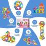Vautvis Construction Magnetique Enfant, 61 Pièces Bloc de Construction Magnétique, Jeu de Aimantés, Jeu de Construction Magnétiq