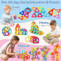 Vautvis Construction Magnetique Enfant, 61 Pièces Bloc de Construction Magnétique, Jeu de Aimantés, Jeu de Construction Magnétiq