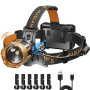 LEKIA Lampe Frontale LED Ultra Puissante, Rechargeable Camping Lampe Frontale 100000LM avec Détecteur de Mouvement, 7 Modes Zoom