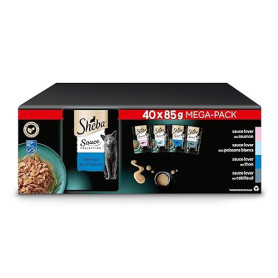 Sheba Sauce Collection Sachets fraîcheur Nourriture Humide Sélection aux Poissons pour Chat Adulte 4 variétés 40x85g