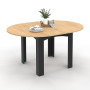 IDMarket - Table à Manger Extensible Ronde Dona 4-8 Personnes Noire Plateau façon hêtre 110-150 cm