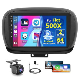 Inefala 2G+64G Poste Radio pour Fiat 500X 2014-2020, 9'' Android 15 Ecran avec sans Fil Carplay/Android Auto Lien Miroir GPS Rad
