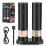 iWarmbase Ensemble De Moulin à Poivre Électrique- Rechargeable USB, Lot de 2 Moulins à Épices avec Base- Grossièreté Réglable Mo