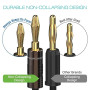 FosPower - Fiches Bananes Premium - Connecteur Plaqué Or 24K et Double Vis - Prise Jack Banane pour HiFi - Haut-Parleur, Câble E