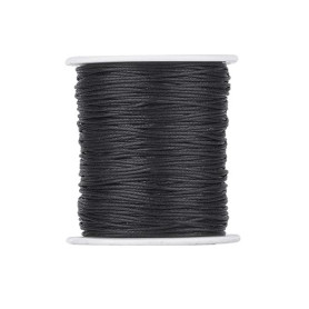 PandaHall Rouleau de cordon en coton tressé ciré pour fabrication de bijoux Noir 91,4 m x 1 mm