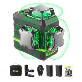 LasGoo Niveau Laser Auto-Nivelant 360°x3, Outil Laser à croix vertes pour Construction et fixation d'Images, Télécommande, Suppo