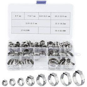 95 Pièces Collier de Serrage Inox, Collier de Serrage Tuyau avec 8 Tailles 6-22,6mm, Colliers deSerrage Métallique, Collier Tuya
