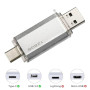 Clé USB C 128GB 2-en-1 Dual Connector OTG 128GB Type C Metal Flash pour Smartphone/TV/PC MacBook Pro(Argent)