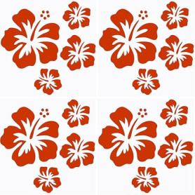 GORGECRAFT 4 feuille D'Autocollants Hawaïens en Forme de Fleur D'Hibiscus pour Voiture Autocollants Réfléchissants Rouges Vinyle