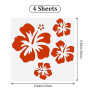 GORGECRAFT 4 feuille D'Autocollants Hawaïens en Forme de Fleur D'Hibiscus pour Voiture Autocollants Réfléchissants Rouges Vinyle