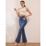 Chasehot Jean Femme Taille Elastique, Jeggings Taille Haute Bootcut avec Poches Flared Mode Slim Pantalon Denim Leggings Évasé J
