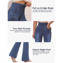 Chasehot Jean Femme Taille Elastique, Jeggings Taille Haute Bootcut avec Poches Flared Mode Slim Pantalon Denim Leggings Évasé J