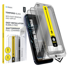Deppa | Lot de 2 | pour iPhone 17 Pro Max (6.9") Verre Trempé avec Kit de pose facile | Anti-Poussière & Anti-Bulles | Résistant