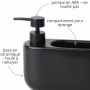 Kook Time Distributeur de Savon Cuisine avec Porte-Éponge 520 ML Curve - Organiseur d'Évier en Céramique pour Liquide Vaisselle 