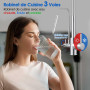 ROVOGO Mitigeur Robinet d'Évier de Cuisine 3 Voies à Eau Filtrée en Acier Inoxydable 304 Brossé, Douchette Extractible à 4 Modes