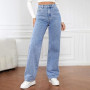 MANGGUO Jean Femme Taille Haute Coupe Droite Straight Jeans Baggy Jambes Larges amincissantes avec Tous Les Pantalon Automne Hiv