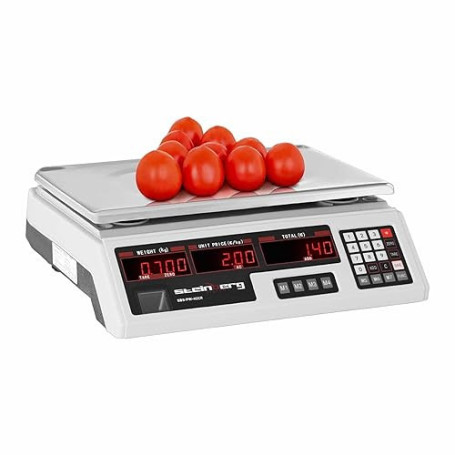 Steinberg Balance de contrôle Électronique Professionnelle SBS-PW-402CR (Non Homologuée, 0-40 kg, ±2 g, 34x23 Cm, 6 Écrans, 7 Es