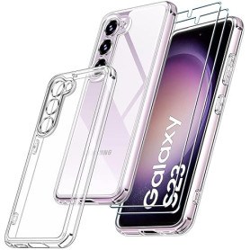 ivoler 3 en 1 Coque pour Samsung Galaxy S23 5G (Pas pour S23 Plus/Ultra) avec 2 Pièces Protection, [Anti-Jaune] Militaire Caméra