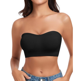 WOWENY Soutien-Gorge Bandeau sans Bretelles pour Femme sans Armatures - Bralette rembourrée sans Couture avec Bretelles Transpar