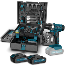 Sundpey Caisse a Outil 255PCS avec Perceuse Visseuse Sans Fil 21V, Visseuse Devisseuse Sans Fil Ménagers Généraux Malette Outils