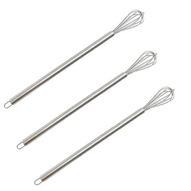 Dargkwn Lot de 3 Mini Fouets en Acier Inoxydable, Petit Fouet de Cuisine pour Tasses, Mélangeur Manuel pour Matcha, Chocolat Cha