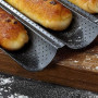 JOINPAYA Plaque à Baguettes 2 Moules, Moule Pain Français Perforé et Antiadhésif, Gouttière de Cuisson Vague pour Mini Baguette