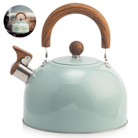 3L Bouilloire en Acier Inoxydable, Théière Rétro Compatible avec Tous les Types de Cuisinières, Théière avec Sifflet Automatique