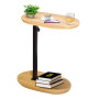 KUKKUME Table d'Appoint en Forme de C Réglable en Hauteur Petite Table Basse Latérale en Bambou et Métal Bout De Canape pour Sal
