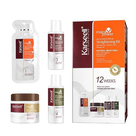 Karseell Kit de Lissage des Cheveux, Kératine Lissage Professionnel À Domicile, Dure 12 semaines pour Tous Types de Cheveux