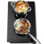 KICHPOWER Plaque Induction 2 feux Encastrable, Plaque de Cuisson Electrique 30cm, Commande Tactile, 3300W, 9 niveaux de puissanc