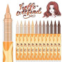 12 Feutre Acrylique Brush Marker – Set de 12 Marqueurs de Peinture Acrylique Skin Tone Color Series , Pointe Brush 0.5~5MM Pince