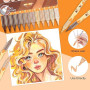 12 Feutre Acrylique Brush Marker – Set de 12 Marqueurs de Peinture Acrylique Skin Tone Color Series , Pointe Brush 0.5~5MM Pince