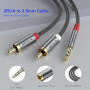 ANYPLUS Câble RCA Jack,【0.5M】 3.5mm vers 2RCA Mâle Audio Stéréo,Ligne de Poisson Tissé Adaptateur RCA, Pour Smartphone, PC, Auto