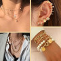 JSTHHTT 60 Pcs Parure Bijoux Femme, Bijoux Femme, Bracelet Femme, Bagues, Collier Femme Or, Ear Cuff, Boucles d'Oreilles Créoles