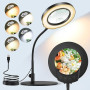 Lampe Loupe sur Pied 10x Grossissante Modelisme 360° LED 5 Couleurs Dimmable - Bureau Eclairante pour Lecture, Réparation et Art